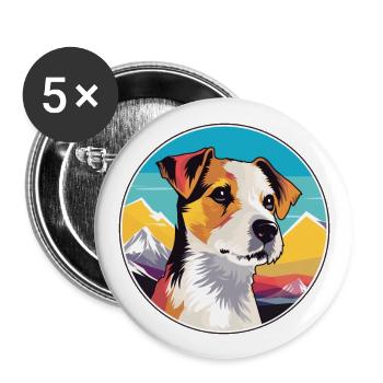 Parson Russell Terrier Dog Breed Cartoon Kawaii Wa - Buttons large 2.2''/56 mm (5-pack) - white - Front