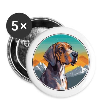 Plott Hound chien race dessin animé Kawaii aquarelle - Lot de 5 grands badges (56 mm) - blanc - Devant