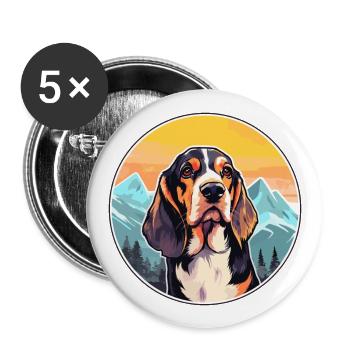 Polish Hound Dog Breed Cartoon Kawaii Watercolor - Buttons large 2.2''/56 mm (5-pack) - white - Front