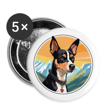 Ratterrier Hunderasse Karikatur Kawaii Aquarell - Buttons groß 56 mm (5er Pack) - Weiß - Vorne