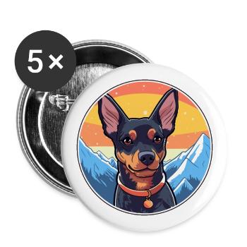 Ratonero Valenciano Race de chien Cartoon Kawaii Eau - Lot de 5 grands badges (56 mm) - blanc - Devant