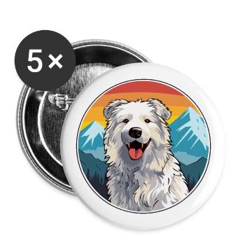 Rumänische Mioritische Hunderasse Karikatur Kawaii Waterco - Buttons groß 56 mm (5er Pack) - Weiß - Vorne