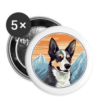 Russo européen Laika chien race dessin animé kawaii Wate - Lot de 5 grands badges (56 mm) - blanc - Devant