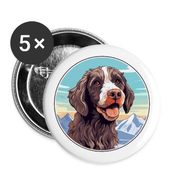 Pudelpointer Dog Breed Cartoon Kawaii Watercolor - Buttons large 2.2''/56 mm (5-pack) - white - Front