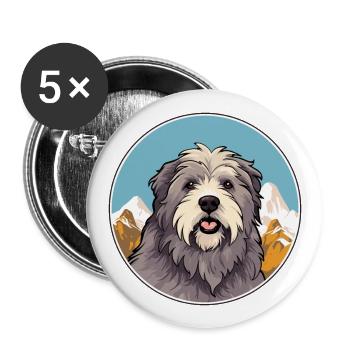 Berger des Pyrénées race de chien Cartoon Kawaii Waterco - Lot de 5 grands badges (56 mm) - blanc - Devant