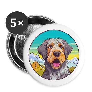 Slovak Cuvac Dog Breed Cartoon Kawaii Watercolor - Buttons large 2.2''/56 mm (5-pack) - white - Front