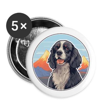 Spaniel Dog Breed Cartoon Kawaii Watercolor - Buttons large 2.2''/56 mm (5-pack) - white - Front
