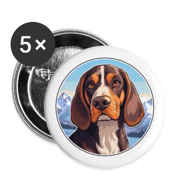 Southern Hound Dog Breed Cartoon Kawaii Watercolor - Buttons large 2.2''/56 mm (5-pack) - white - Front
