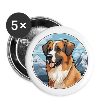 Schäferhund Rasse Karikatur Kawaii Aquarell - Buttons groß 56 mm (5er Pack) - Weiß - Vorne