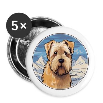 Soft Coated Wheaten Terrier Dog Breed Cartoon Kawa - Buttons large 2.2''/56 mm (5-pack) - white - Front