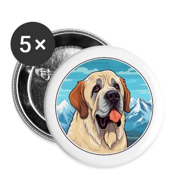 Spanish Mastiff Dog Breed Cartoon Kawaii Watercolo - Buttons large 2.2''/56 mm (5-pack) - white - Front