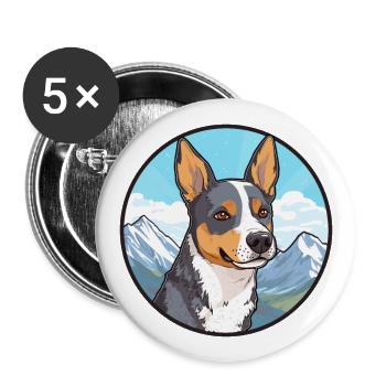 St Miguel Cattle Dog Breed Cartoon Kawaii Watercol - Buttons large 2.2''/56 mm (5-pack) - white - Front