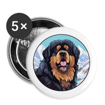 Tibetischer Mastiff Hunderasse Cartoon Kawaii Watercolo - Buttons groß 56 mm (5er Pack) - Weiß - Vorne