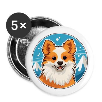 Jouet allemand Spitz chien race Cartoon Kawaii Watercol - Lot de 5 grands badges (56 mm) - blanc - Devant