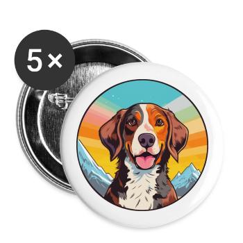 Tiroler Bracke Hunderasse Karikatur Kawaii Aquarell - Buttons groß 56 mm (5er Pack) - Weiß - Vorne