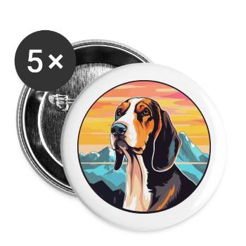 Treeing Walker Coonhound Dog Breed Cartoon Kawaii - Buttons large 2.2''/56 mm (5-pack) - white - Front