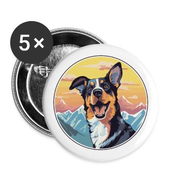 Volpino Italiano Hunderasse Cartoon Kawaii Watercol - Buttons groß 56 mm (5er Pack) - Weiß - Vorne