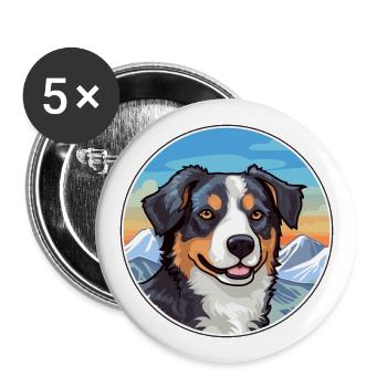 Walisischer Schäferhund Hund Rasse Cartoon Kawaii Aquarell - Buttons groß 56 mm (5er Pack) - Weiß - Vorne