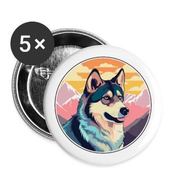 Westsibirische Laika-Hunderasse Karikatur Kawaii-Wasser - Buttons groß 56 mm (5er Pack) - Weiß - Vorne