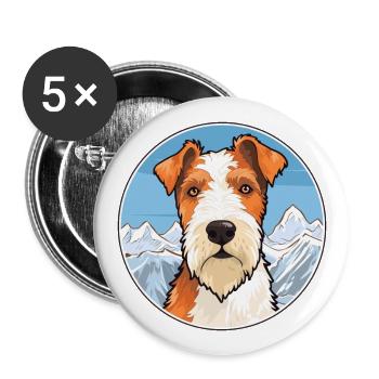 Fil Fox Terrier chien race Cartoon Kawaii Watercol - Lot de 5 grands badges (56 mm) - blanc - Devant