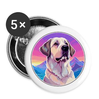 Anatolian Shepherd Dog Breed Cartoon Kawaii Waterc - Buttons large 2.2''/56 mm (5-pack) - white - Front