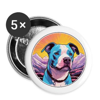 American PitBull Terrier Dog Breed Cartoon Kawaii - Buttons large 2.2''/56 mm (5-pack) - white - Front