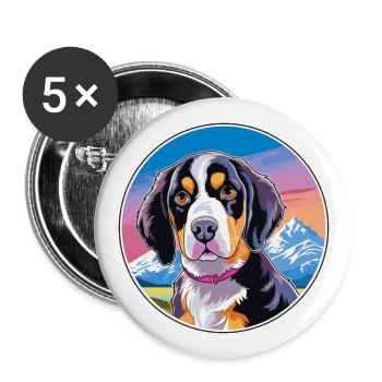 Appenzeller Sennenhund Dog Breed Cartoon Kawaii Wa - Buttons large 2.2''/56 mm (5-pack) - white - Front