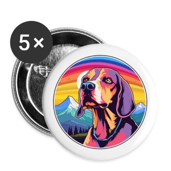Amerikanisch Englisch Coonhound Hunderasse Cartoon Kawai - Buttons groß 56 mm (5er Pack) - Weiß - Vorne