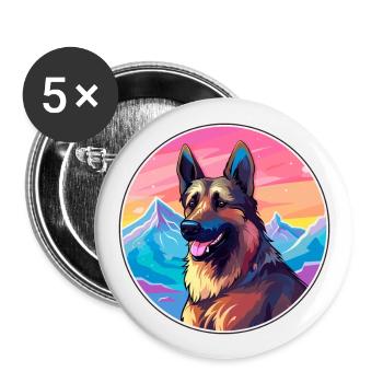 Berger Belge Malinois Chien Race Cartoon Kawaii - Lot de 5 grands badges (56 mm) - blanc - Devant