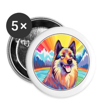 Belgische Tervuren-Hunderasse Karikatur Kawaii Watercol - Buttons groß 56 mm (5er Pack) - Weiß - Vorne