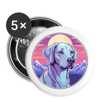 Bleu dentelle chien race dessin animé Kawaii aquarelle - Lot de 5 grands badges (56 mm) - blanc - Devant