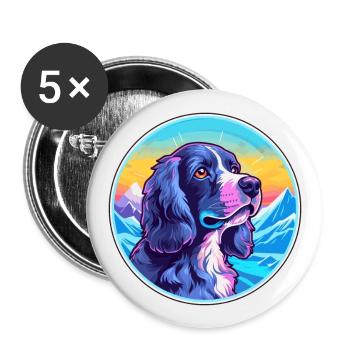 Blaue Picardie Spaniel Hunderasse Cartoon Kawaii Wate - Buttons groß 56 mm (5er Pack) - Weiß - Vorne