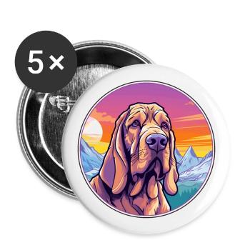 Bluthund Hunderasse Cartoon Kawaii Aquarell - Buttons groß 56 mm (5er Pack) - Weiß - Vorne