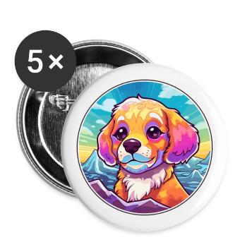 Briquet Griffon Vendéen Chien Race Cartoon Kawaii W - Lot de 5 grands badges (56 mm) - blanc - Devant