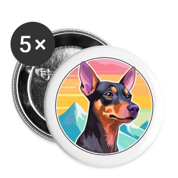 Austrian Pinscher Dog Breed Cartoon Kawaii Waterco - Buttons large 2.2''/56 mm (5-pack) - white - Front