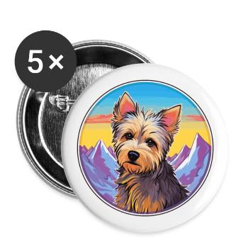 Australian Silky Terrier Dog Breed Cartoon Kawaii - Buttons large 2.2''/56 mm (5-pack) - white - Front