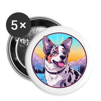 Australischer Stumpy Tail Cattle Dog Rasse Cartoon Ka - Buttons groß 56 mm (5er Pack) - Weiß - Vorne