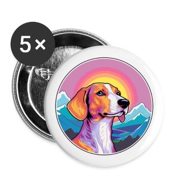 Azawakh chien race dessin animé Kawaii aquarelle - Lot de 5 grands badges (56 mm) - blanc - Devant