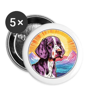 Auvergne Pointer Hunderasse Cartoon Kawaii Watercol - Buttons groß 56 mm (5er Pack) - Weiß - Vorne