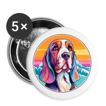 Basset Artesien Normand Dog Breed Cartoon Kawaii W - Buttons large 2.2''/56 mm (5-pack) - white - Front