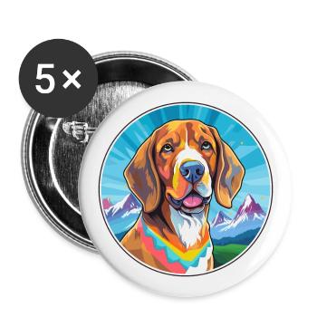 Bavarian Mountain Hound Dog Breed Cartoon Kawaii W - Buttons large 2.2''/56 mm (5-pack) - white - Front
