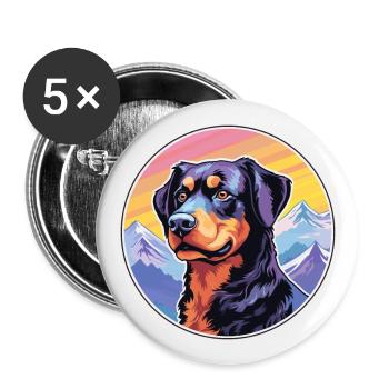 Beauceron Hunderasse Cartoon Kawaii Aquarell - Buttons groß 56 mm (5er Pack) - Weiß - Vorne