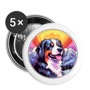 Berner Laufhund Hunderasse Cartoon Kawaii Watercolo - Buttons groß 56 mm (5er Pack) - Weiß - Vorne