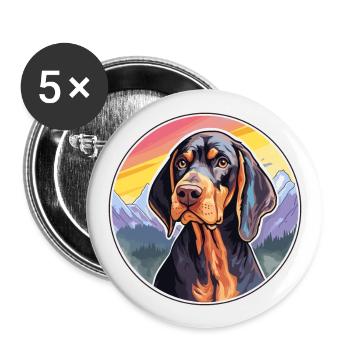 Noir et Tan Coonhound chien race Cartoon Kawaii W - Lot de 5 grands badges (56 mm) - blanc - Devant