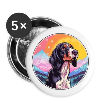Bluetick Coonhound Dog Breed Cartoon Kawaii Waterc - Buttons large 2.2''/56 mm (5-pack) - white - Front