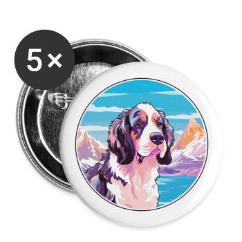 Braque Francais Dog Breed Cartoon Kawaii Watercolo - Buttons large 2.2''/56 mm (5-pack) - white - Front
