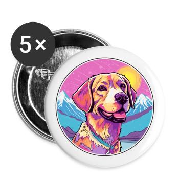 Braque Saint Germain Hunderasse Cartoon Kawaii Wate - Buttons groß 56 mm (5er Pack) - Weiß - Vorne