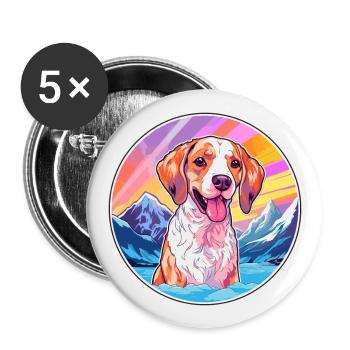 Braque Du Bourbonnais Hunderasse Cartoon Kawaii Wat - Buttons groß 56 mm (5er Pack) - Weiß - Vorne