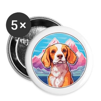 Bretagne Spaniel Hunderasse Cartoon Kawaii Watercol - Buttons groß 56 mm (5er Pack) - Weiß - Vorne