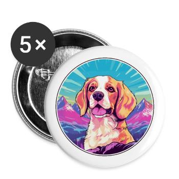 Broholmer Hunderasse Karikatur Kawaii Aquarell - Buttons groß 56 mm (5er Pack) - Weiß - Vorne